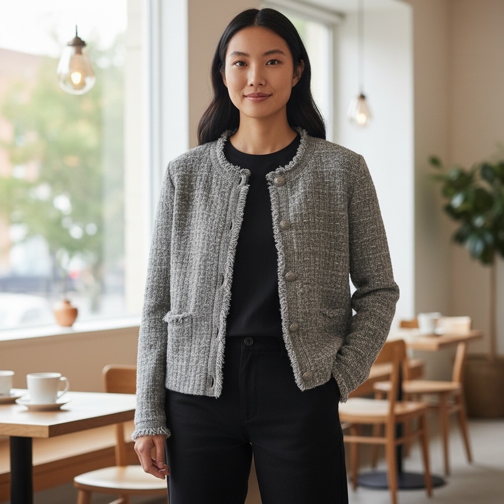 Express Heavy Textured Gray Cardigan